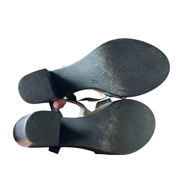 Bruna Jesi Black Leather Italian High Quality Ankle Strap Block Heel Sandals 39 - Picture 7 of 10